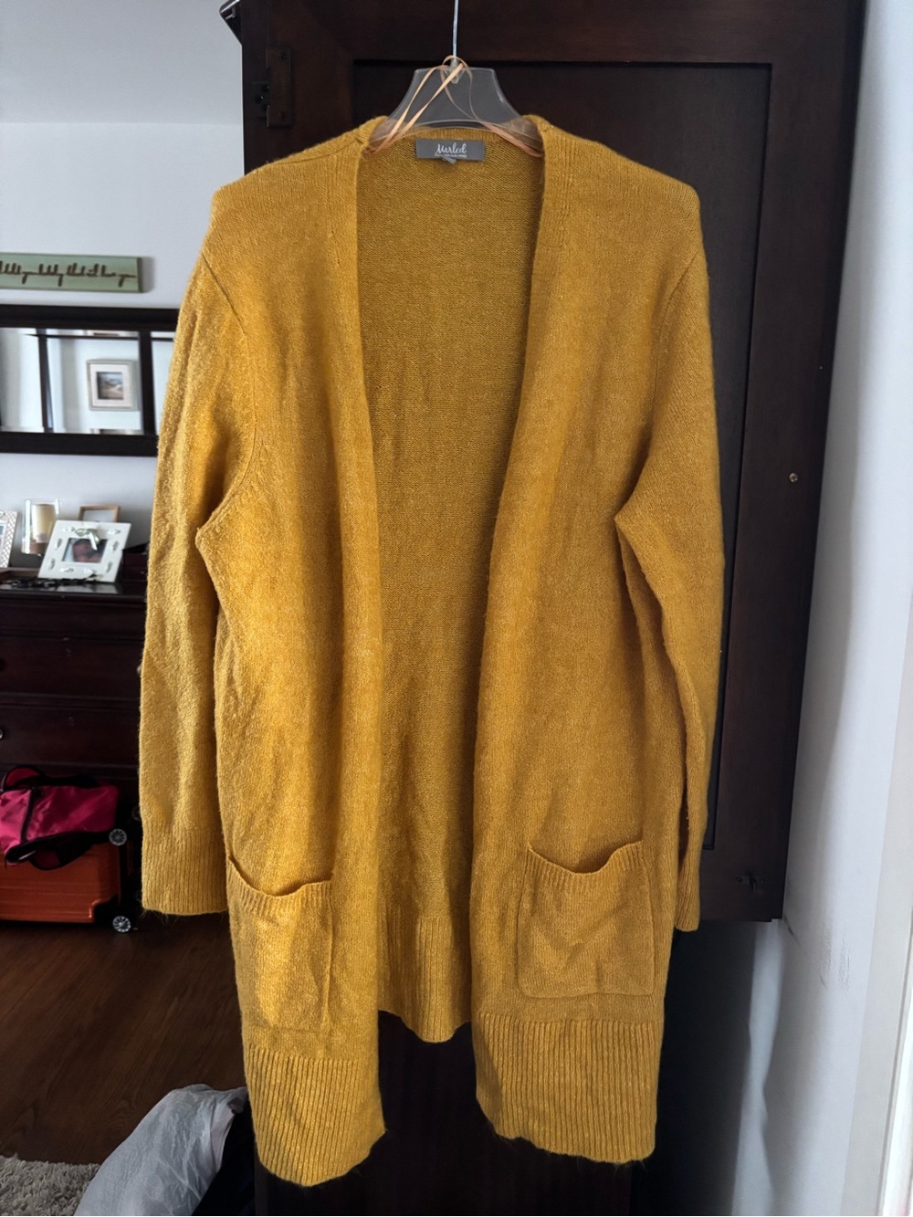 Beautiful, soft and warm Mustard Open-Front Long Cardigan Sweater